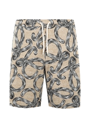 LOEWE Anagram-pattern drawstring shorts - Brown