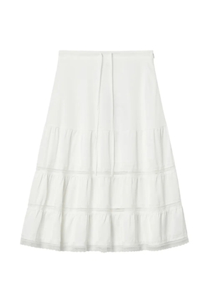 b+ab lace-trim tiered midi skirt - White
