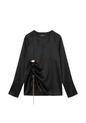 Danamé chain-detail ruched long-sleeved top - Black