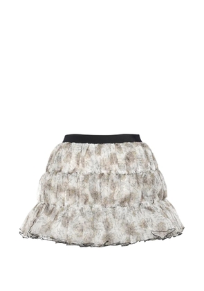 pushBUTTON shirred tiered skirt - White