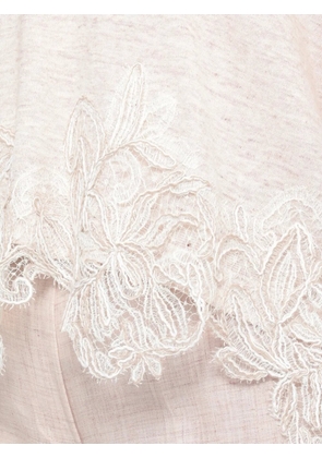 D.Exterior lace-trim short-sleeve poncho - Pink