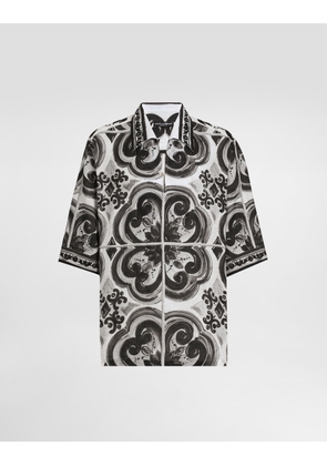 Dolce & Gabbana Majolica-print Hawaii Linen Shirt - Man Shirts Multicolor 41
