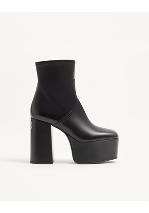 Valentino Garavani Fawcette Platform Ankle Boot in Stretch Nappa 120mm Woman BLACK 35.5