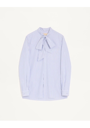 Valentino Valentino Cotton Poplin Shirt with Scarf Collar and VLogo Embroidery Man AZURE/WHITE 39