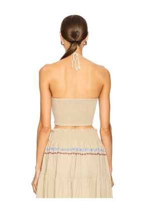 Agua Bendita Serenity Blush Halter Top in Tan. Size L. Also in S, M.