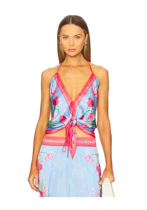 Agua Bendita x REVOLVE Harmony Blouse in Blue,Red. Size S. Also in M.