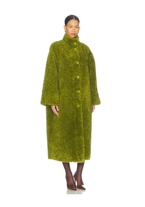Essentiel Antwerp Ispot Faux Fur Coat in Green. Size M. Also in XS, S, L.