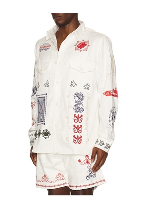Agua Bendita Ethan Shirt in White. Size S. Also in M.