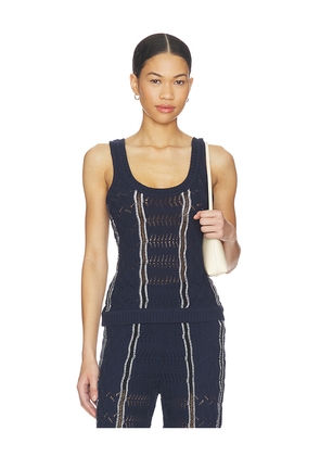 Central Park West Amber Squiggle Stitch Tank in Navy. Size S. Also in XS, M, L, XL.