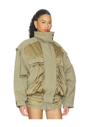 BALMAIN Batwing Two Pockets Twill Bomber in Army. Size 34. Also in 38.