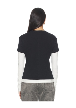 EB Denim Rory Layered Long Sleeve in Black,White. Size XS. Also in S, M.