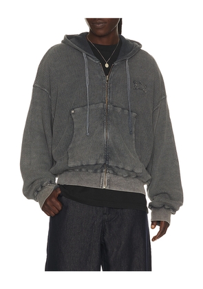 Barriers Worldwide Star Waffle Zip Up Hoodie in Charcoal. Size S. Also in M, L, XL/1X.