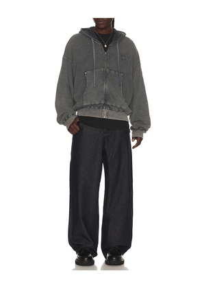 Barriers Worldwide Star Waffle Zip Up Hoodie in Charcoal. Size S. Also in M, L, XL/1X.