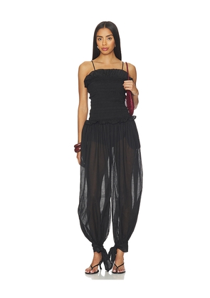 The Andamane Noor Wide Pants Smocked Jumpsuit in Black. Size 38/XS. Also in 40/S.