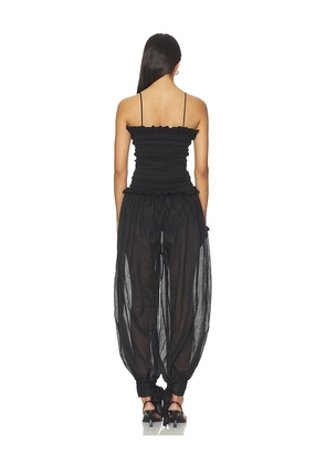 The Andamane Noor Wide Pants Smocked Jumpsuit in Black. Size 38/XS. Also in 40/S.