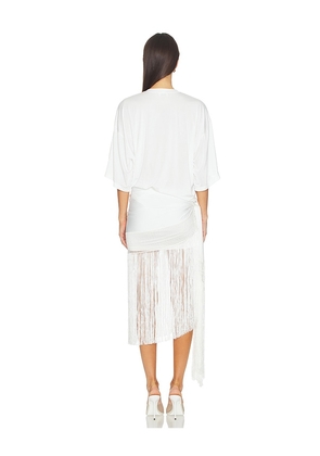 The Andamane Azul Fringed Tshirt Mini Dress in White. Size 38/XS. Also in 40/S.