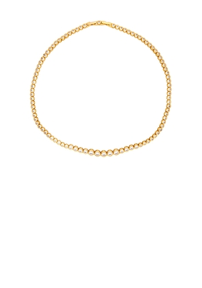 Alexa Leigh Bezel Tennis Necklace in Metallic Gold.