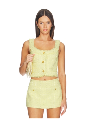 Alice + Olivia Shila Scoop Neck Button Down Corset Top in Lemon. Size 0. Also in 2, 4, 6, 8, 10, 12.