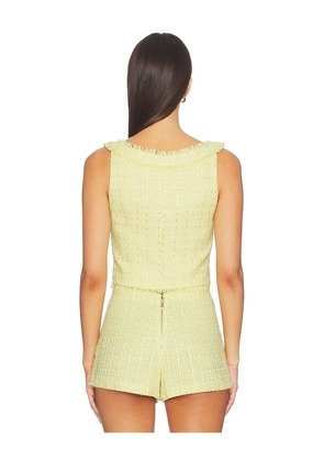 Alice + Olivia Shila Scoop Neck Button Down Corset Top in Lemon. Size 0. Also in 2, 4, 6, 8, 10, 12.