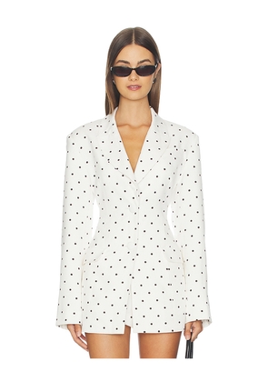 AFRM Edel Blazer in Blanc Pin Dot in White. Size S. Also in XS, L, XL.