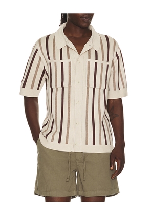 Central Park West Rowan Striped Shirt in Neutral. Size S. Also in M, L, XL/1X.