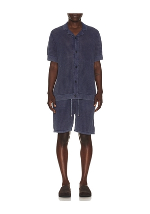 Central Park West Henry Snow Wash Camp Shirt in Slate. Size S. Also in M, L.
