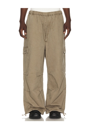 DRMERS CLUB Smiley Logo Parachute Pants in Brown. Size S. Also in M, L, XL/1X.