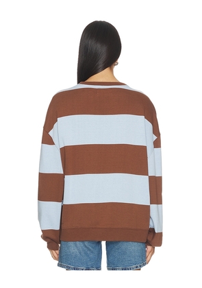 Free People Classic Stripe Crew Wide in Blue,Brown. Size XS. Also in S, M, L, XL.