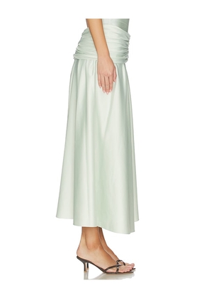 SIMKHAI Gianna Draped Midi Skirt in Mint. Size XS. Also in L, M, S.
