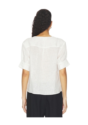 FRAME The V-neck Popover Top in White. Size XS. Also in L, M, S.