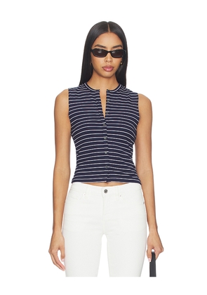Good American The Rib Splay Top in Navy. Size XS. Also in S, M, L, XL/1X, XXL/2X, XXXL/3X, XXXXL/4X.