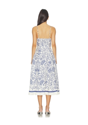 SIMKHAI Analise Bustier Midi Dress in Navy,White. Size S. Also in M.