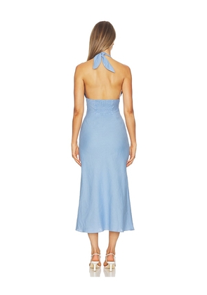 FAITHFULL Marita Midi Dress in Baby Blue. Size S. Also in M, XL.