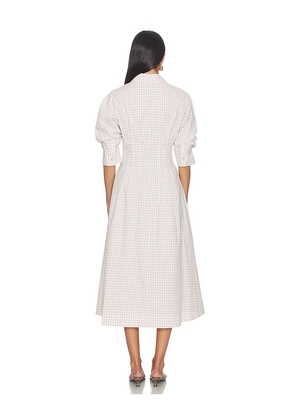 SIMKHAI Jazz Pintuck Midi Dress in Beige. Size XS. Also in L.