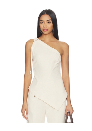 Helmut Lang Asymmetrical Sailor Top in Cream. Size XS. Also in S, M, L.