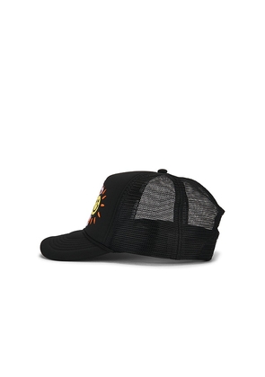 Happy Caps Smile For A While Trucker Hat in Black.