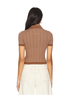 Lovers and Friends Camelia Stripe Short Sleeve Polo in Brown. Size XS. Also in XXS, S, M, L, XL.