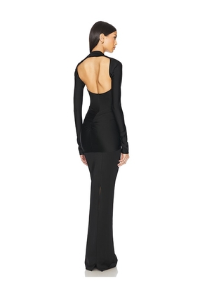 LaQuan Smith Deep Plunge Gown in Black. Size S. Also in M.