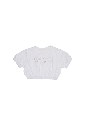 MINI DREAMERS Kids Aya Crop Top in White. Size 6. Also in 2, 4, 8, 10.