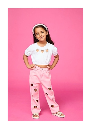 MINI DREAMERS Kids Aya Crop Top in White. Size 6. Also in 4, 8, 10.
