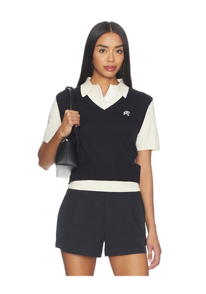 Malbon Veronica Polo Top in Black,White. Size XS. Also in S, M, L, XL.