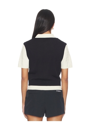 Malbon Veronica Polo Top in Black,White. Size XS. Also in S, M, L.