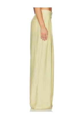 Mother of All Hedi Mid Waist Tailored Linen Pant in Lemon. Size XS. Also in M, S, XL.