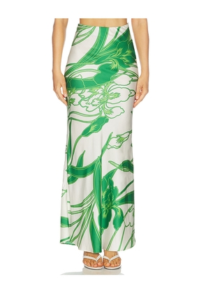MISA Los Angeles Sienna Skirt in Green,White. Size XS. Also in S, M, L, XL.