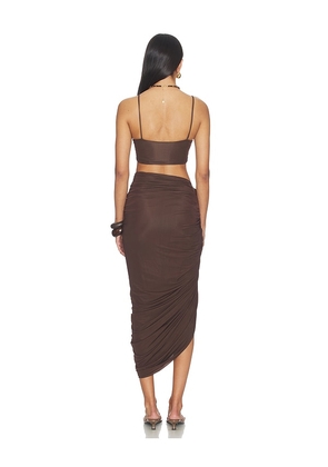 Maygel Coronel Medusa Dress in Chocolate. Size XXS/XS. Also in M/L, S/M, XL/XXL.