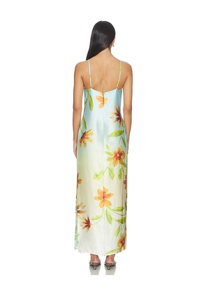 MILLY Lily Floral Satin Dress in Baby Blue. Size 0. Also in 10, 12, 2, 4, 6, 8.