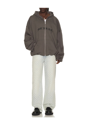MISBHV Inflated Devil Zipped Hoodie in Charcoal. Size S. Also in M, L, XL/1X.