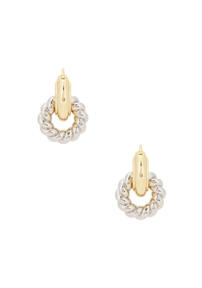 Luv AJ The Two Tone Rope Interlocked Hoops in Metallic Gold.