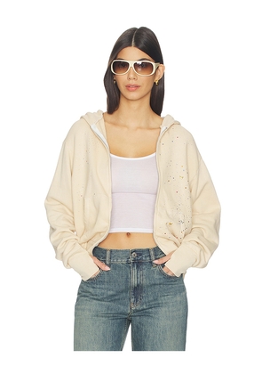 Lauren Moshi Hezly Zip Up Hoodie in Cream. Size XS. Also in S, M, L.