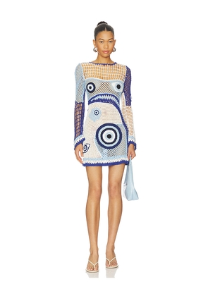 Leslie Amon Dream Evil Eye Mini Dress in White. Size S. Also in XS, M.